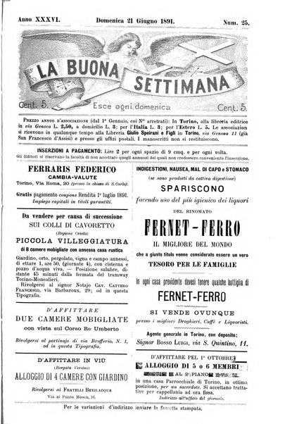 La buona settimana foglio periodico religioso popolare