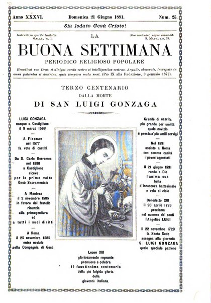 La buona settimana foglio periodico religioso popolare