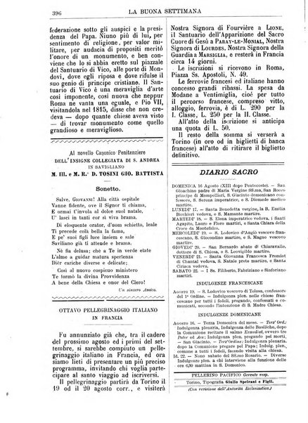 La buona settimana foglio periodico religioso popolare