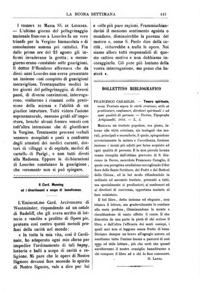 La buona settimana foglio periodico religioso popolare