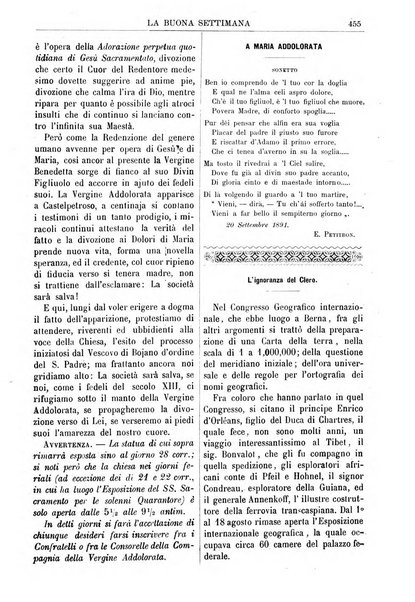 La buona settimana foglio periodico religioso popolare