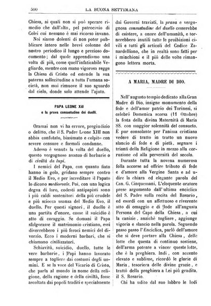 La buona settimana foglio periodico religioso popolare