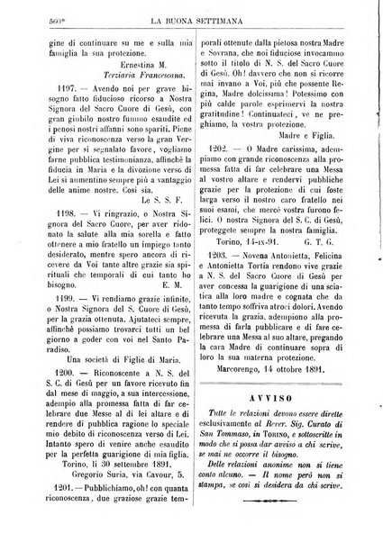 La buona settimana foglio periodico religioso popolare