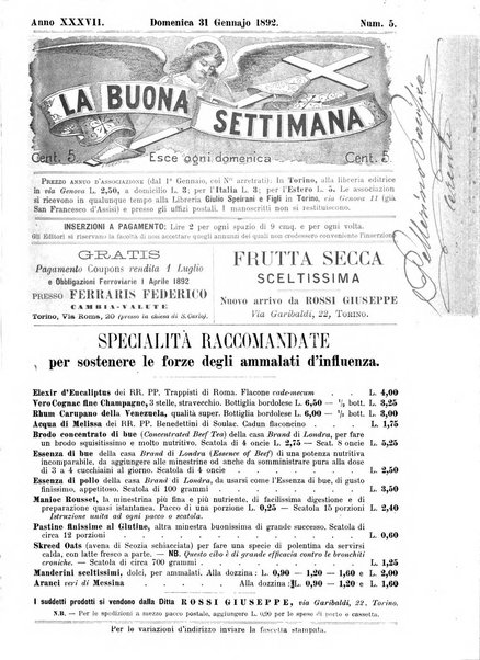 La buona settimana foglio periodico religioso popolare