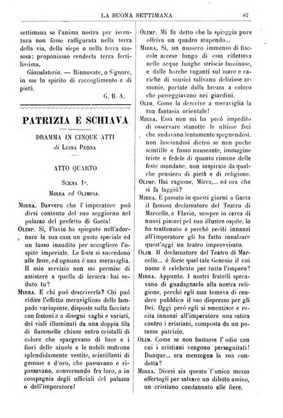 La buona settimana foglio periodico religioso popolare