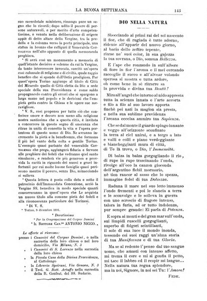 La buona settimana foglio periodico religioso popolare