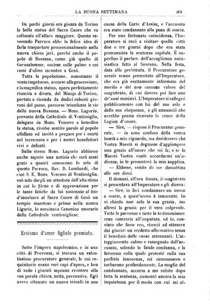 La buona settimana foglio periodico religioso popolare