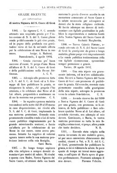 La buona settimana foglio periodico religioso popolare