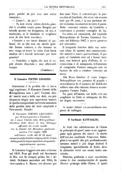 La buona settimana foglio periodico religioso popolare