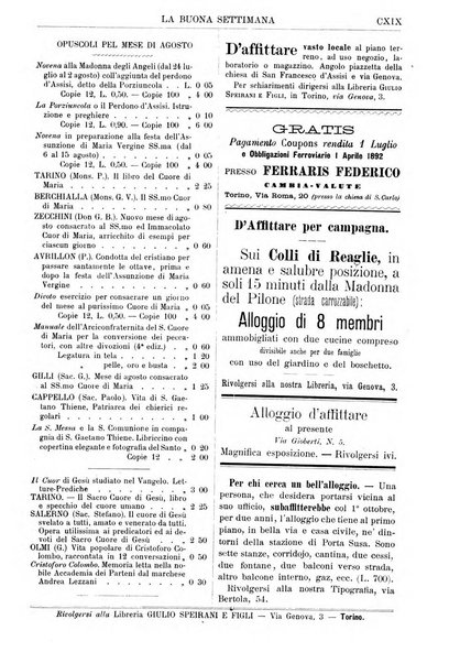 La buona settimana foglio periodico religioso popolare