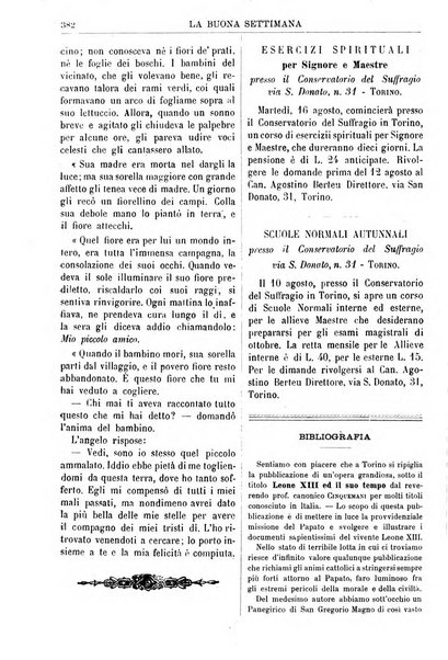 La buona settimana foglio periodico religioso popolare