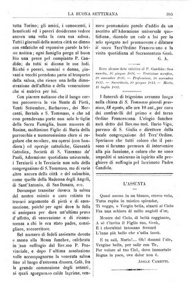 La buona settimana foglio periodico religioso popolare