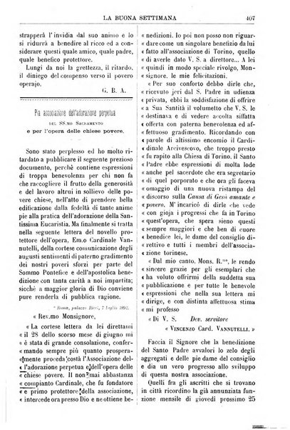 La buona settimana foglio periodico religioso popolare