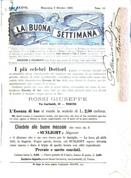 La buona settimana foglio periodico religioso popolare