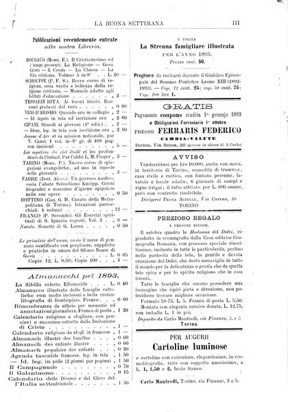 La buona settimana foglio periodico religioso popolare