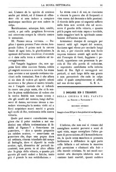 La buona settimana foglio periodico religioso popolare