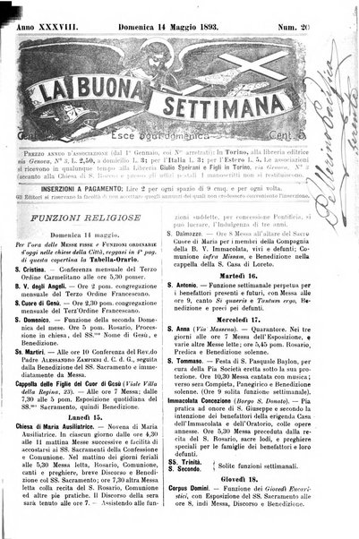 La buona settimana foglio periodico religioso popolare