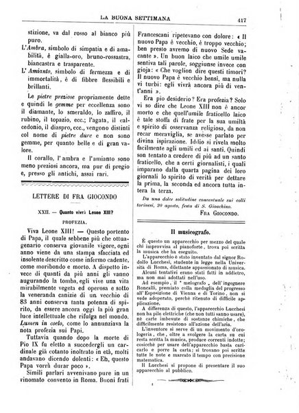 La buona settimana foglio periodico religioso popolare