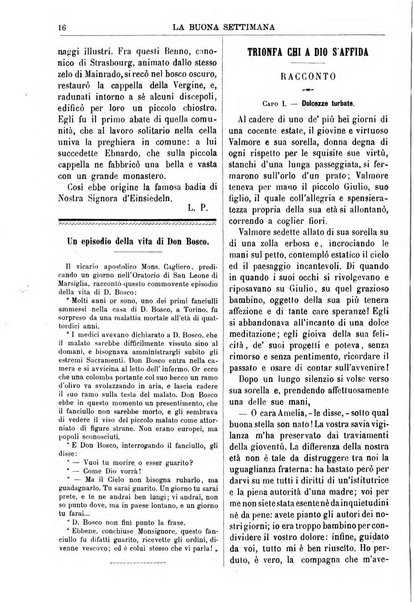 La buona settimana foglio periodico religioso popolare