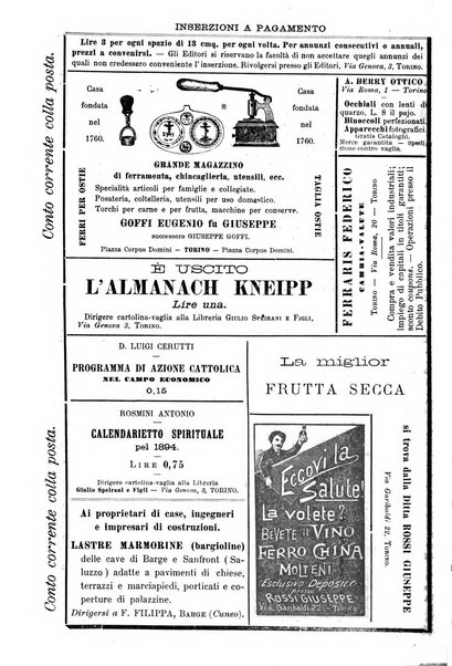 La buona settimana foglio periodico religioso popolare