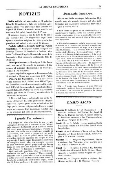 La buona settimana foglio periodico religioso popolare