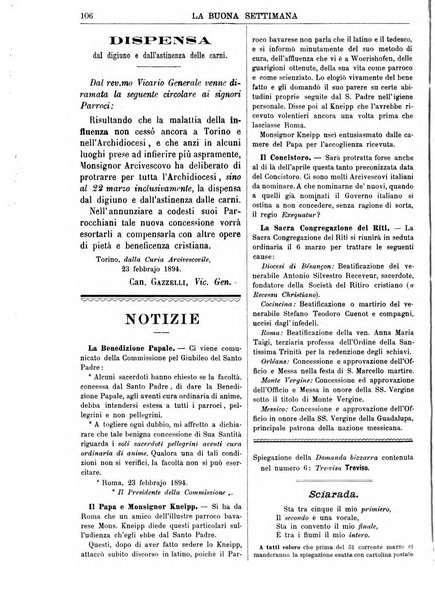 La buona settimana foglio periodico religioso popolare