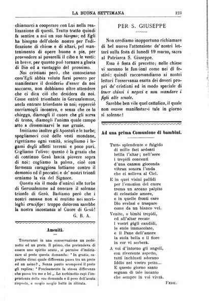 La buona settimana foglio periodico religioso popolare