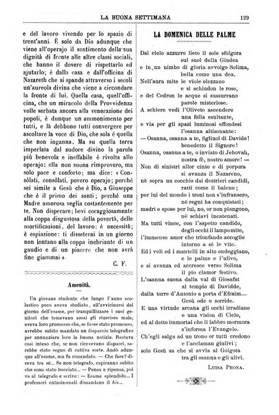 La buona settimana foglio periodico religioso popolare