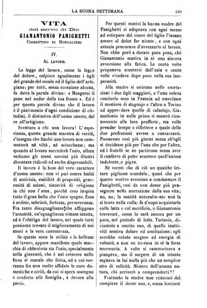 La buona settimana foglio periodico religioso popolare