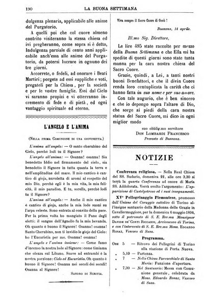 La buona settimana foglio periodico religioso popolare