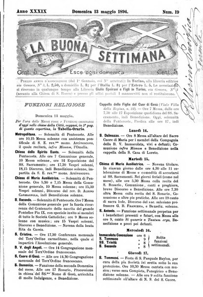 La buona settimana foglio periodico religioso popolare