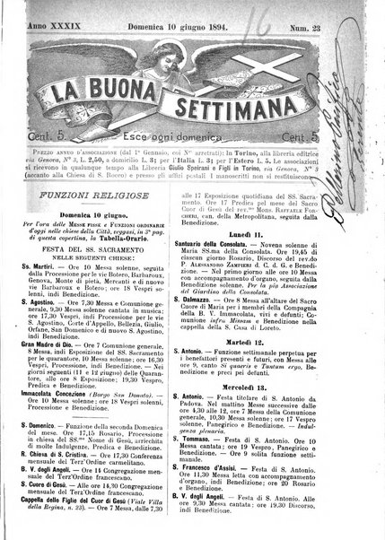 La buona settimana foglio periodico religioso popolare