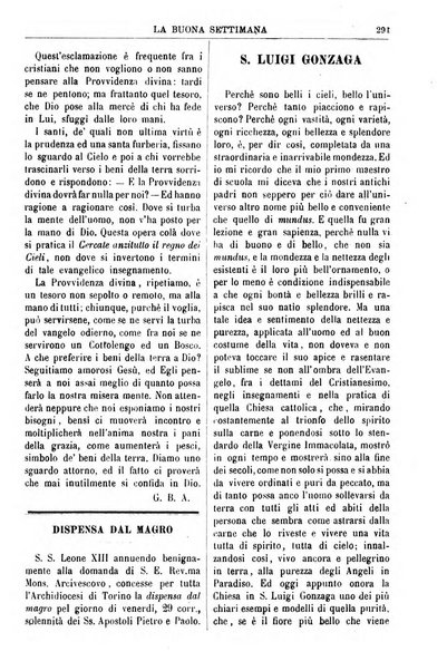 La buona settimana foglio periodico religioso popolare