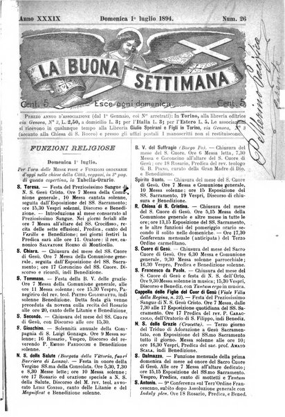 La buona settimana foglio periodico religioso popolare