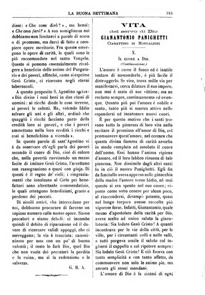 La buona settimana foglio periodico religioso popolare