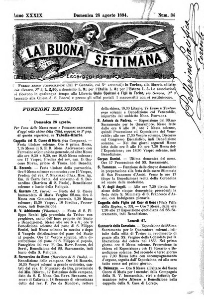 La buona settimana foglio periodico religioso popolare