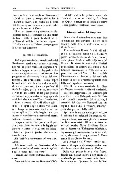 La buona settimana foglio periodico religioso popolare