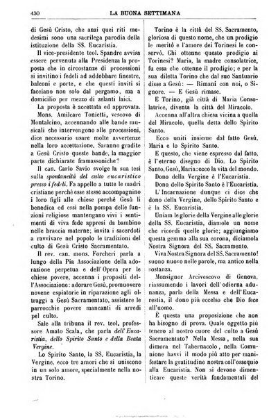 La buona settimana foglio periodico religioso popolare