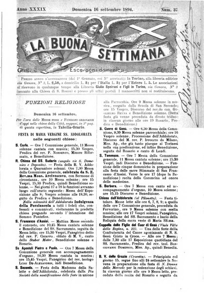 La buona settimana foglio periodico religioso popolare