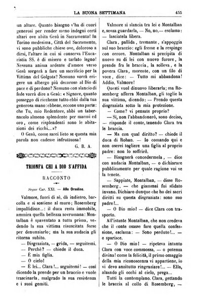 La buona settimana foglio periodico religioso popolare