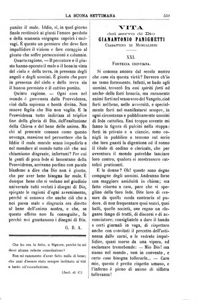 La buona settimana foglio periodico religioso popolare