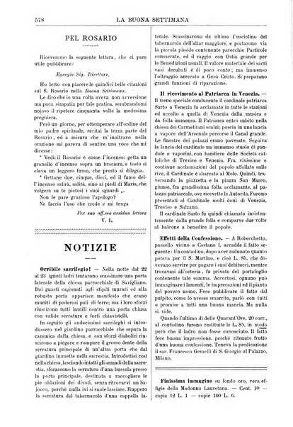 La buona settimana foglio periodico religioso popolare