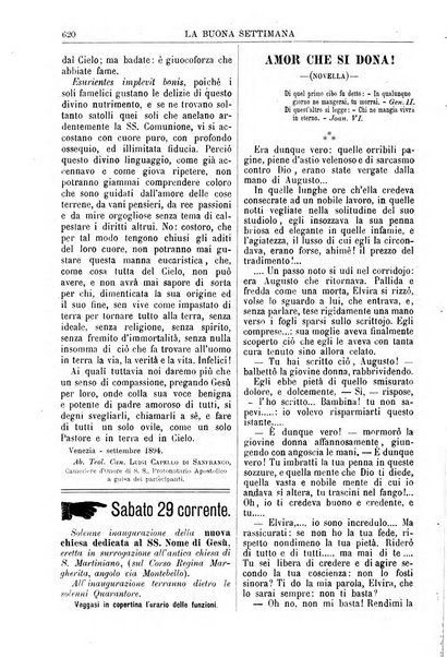 La buona settimana foglio periodico religioso popolare