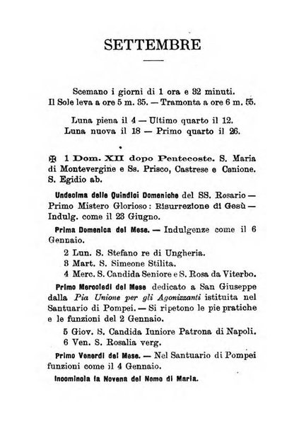 Calendario del Santuario di Pompei per l'anno ...