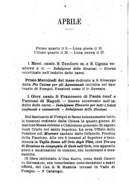 Calendario del Santuario di Pompei per l'anno ...