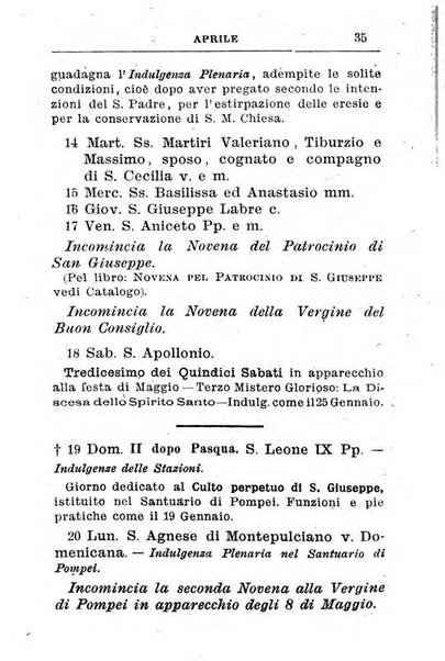 Calendario del Santuario di Pompei per l'anno ...