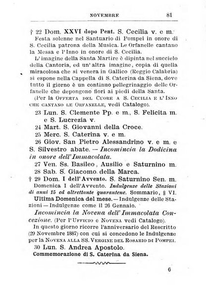 Calendario del Santuario di Pompei per l'anno ...