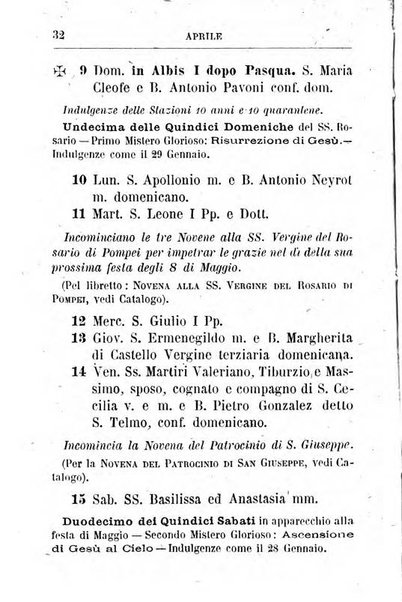 Calendario del Santuario di Pompei per l'anno ...