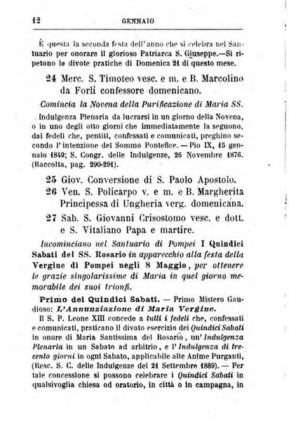 Calendario del Santuario di Pompei per l'anno ...