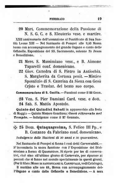 Calendario del Santuario di Pompei per l'anno ...